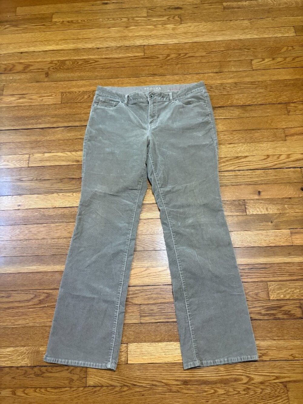 Sonoma Womens Demi Bootcut Corduroy Pants Size 14 Brown Stretch Cotton Mid Rise